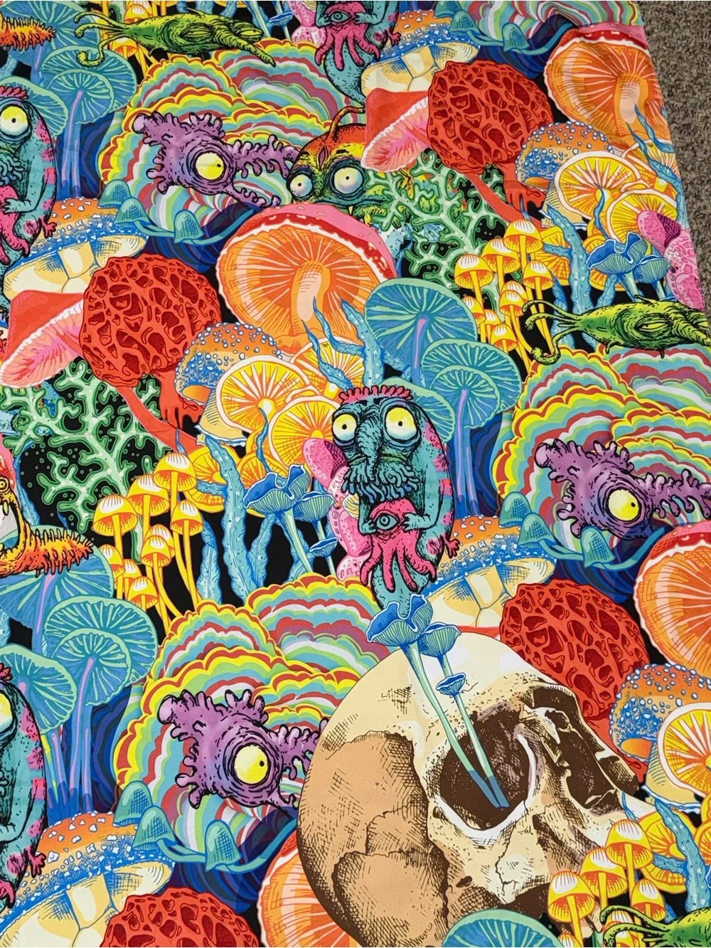 Vibrant Multicolor Psychedelic Skull Print Tapestry wall‎ hanging 50x58
